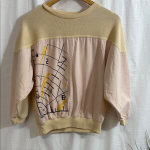 Vintage Y2K Beige and Pink cropped Graphic Sweatshirt